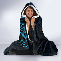 Black Blue Polynesian Tribal Hooded Blanket - Polynesian Pride