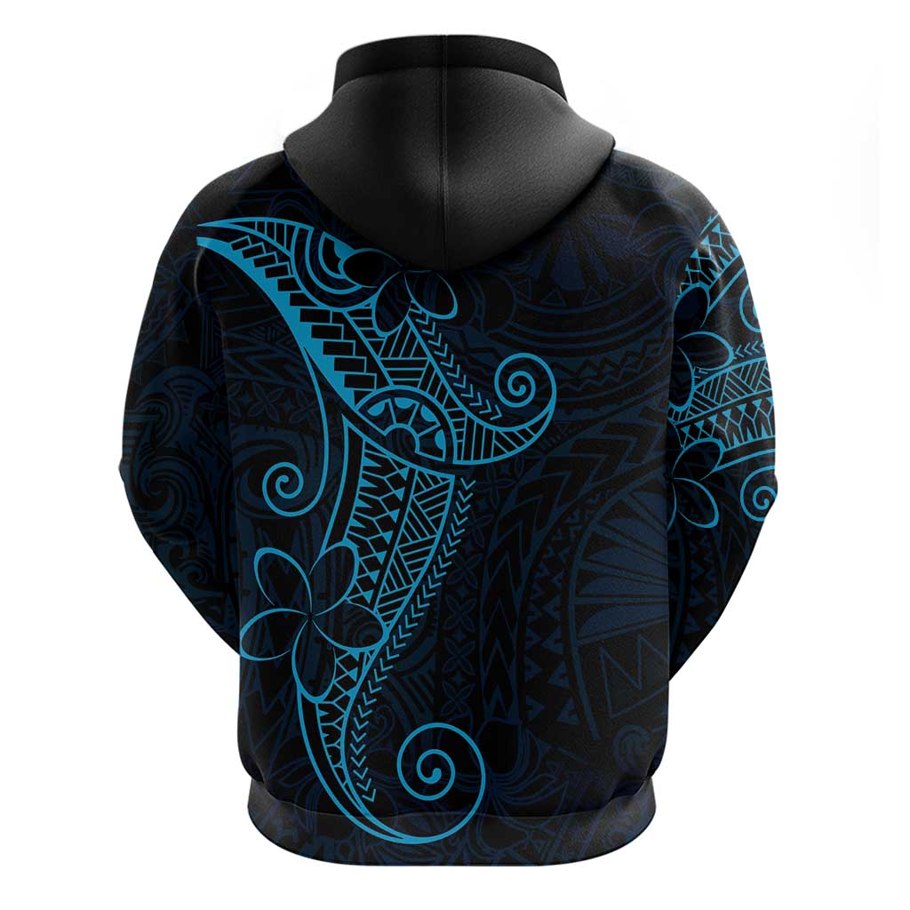 Black Blue Polynesian Tribal Hoodie - Polynesian Pride