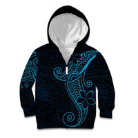 Black Blue Polynesian Tribal Kid Hoodie - Polynesian Pride