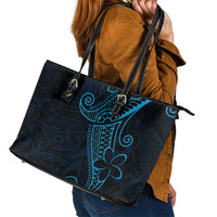 Black Blue Polynesian Tribal Leather Tote Bag - Polynesian Pride