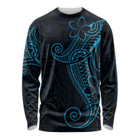 Black Blue Polynesian Tribal Long Sleeve Shirt - Polynesian Pride