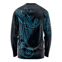 Black Blue Polynesian Tribal Long Sleeve Shirt - Polynesian Pride