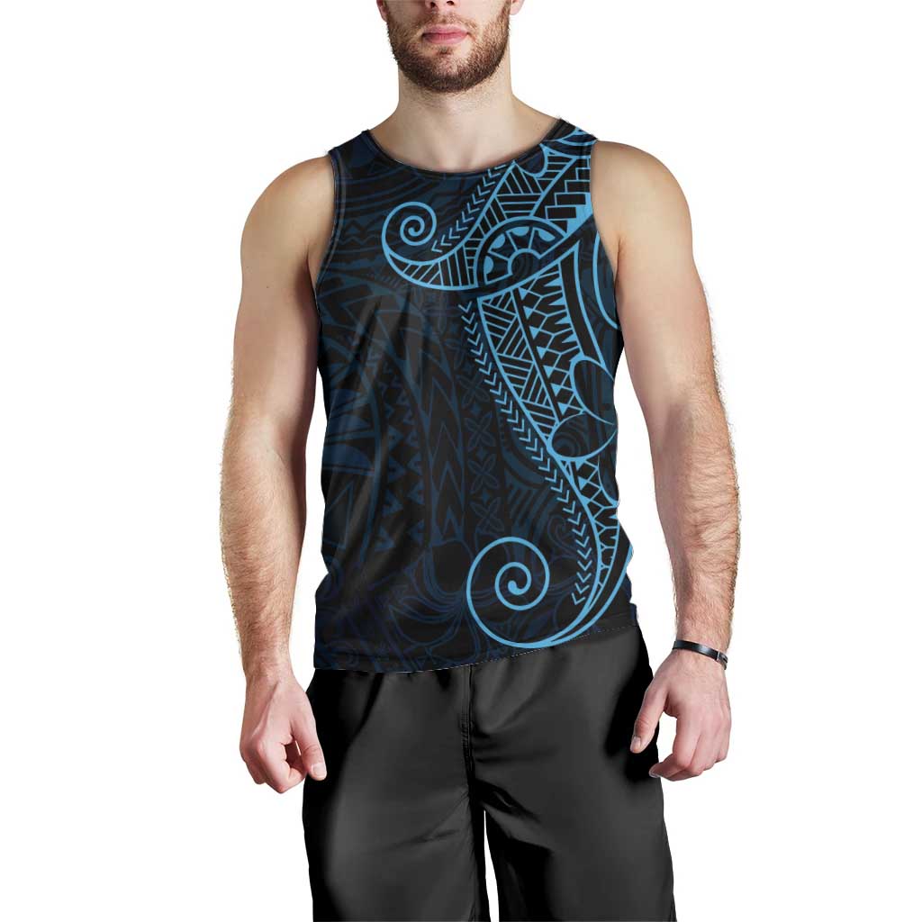 Black Blue Polynesian Tribal Men Tank Top - Polynesian Pride