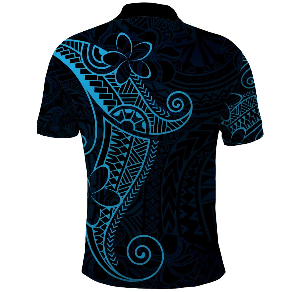 Black Blue Polynesian Tribal Polo Shirt - Polynesian Pride