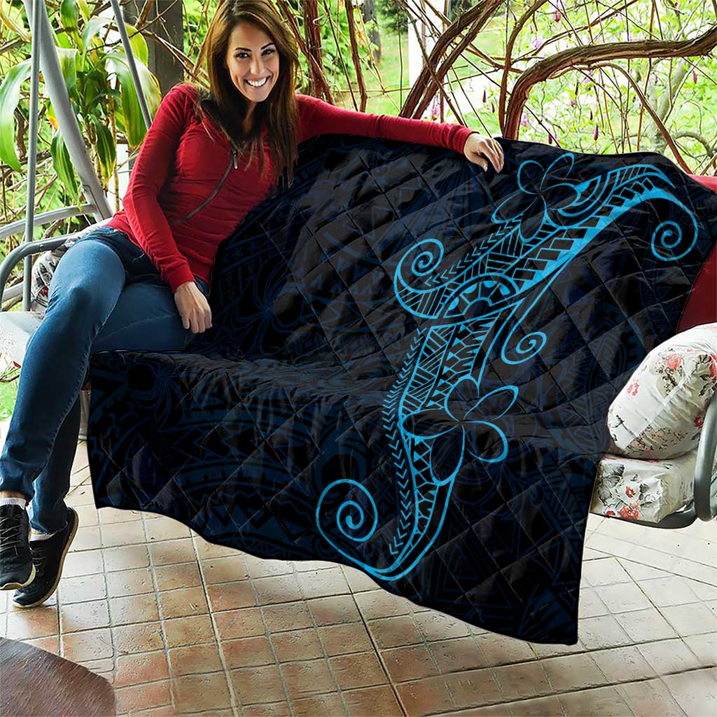 Black Blue Polynesian Tribal Quilt - Polynesian Pride