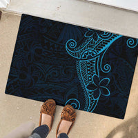 Black Blue Polynesian Tribal Rubber Doormat - Polynesian Pride