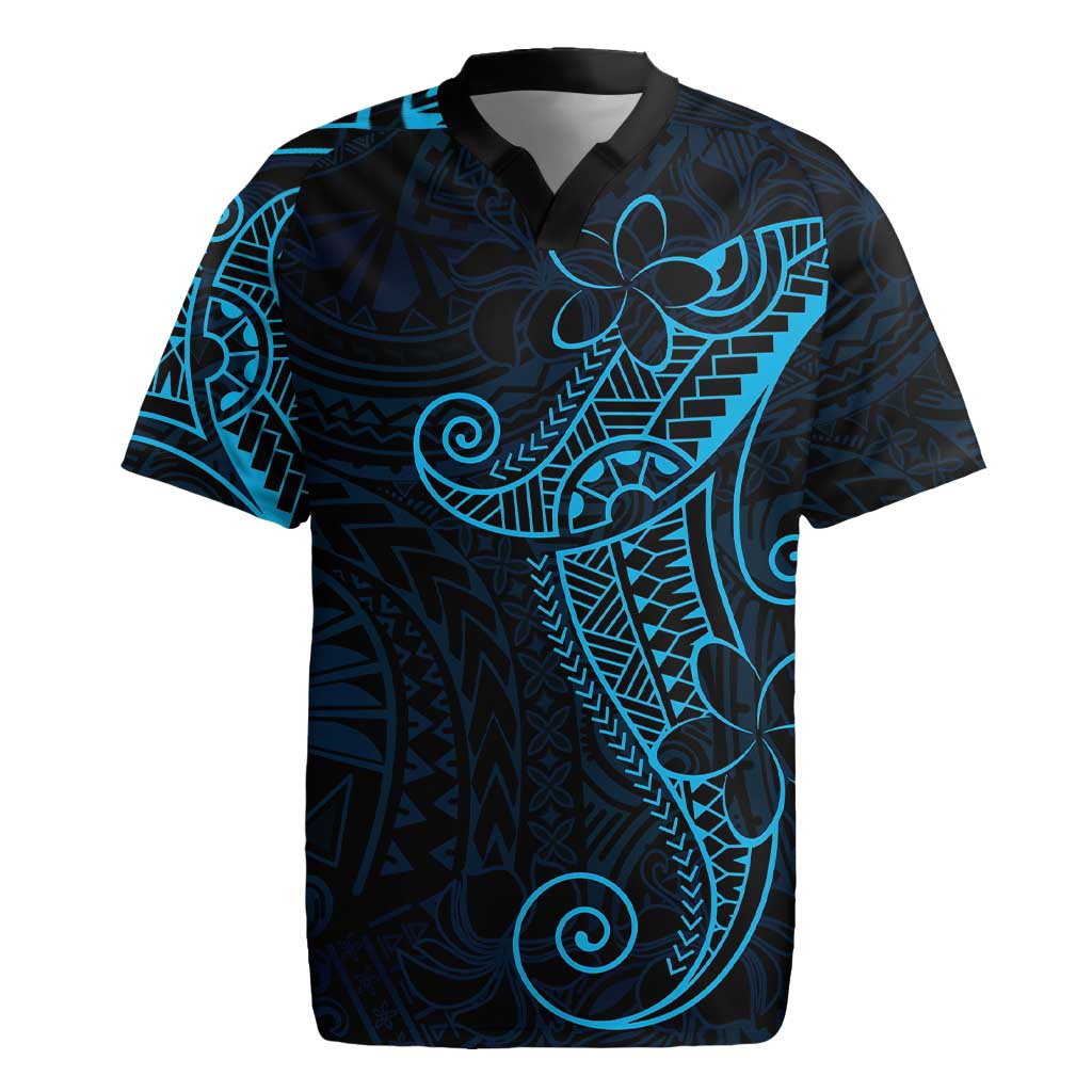 Black Blue Polynesian Tribal Rugby Jersey - Polynesian Pride