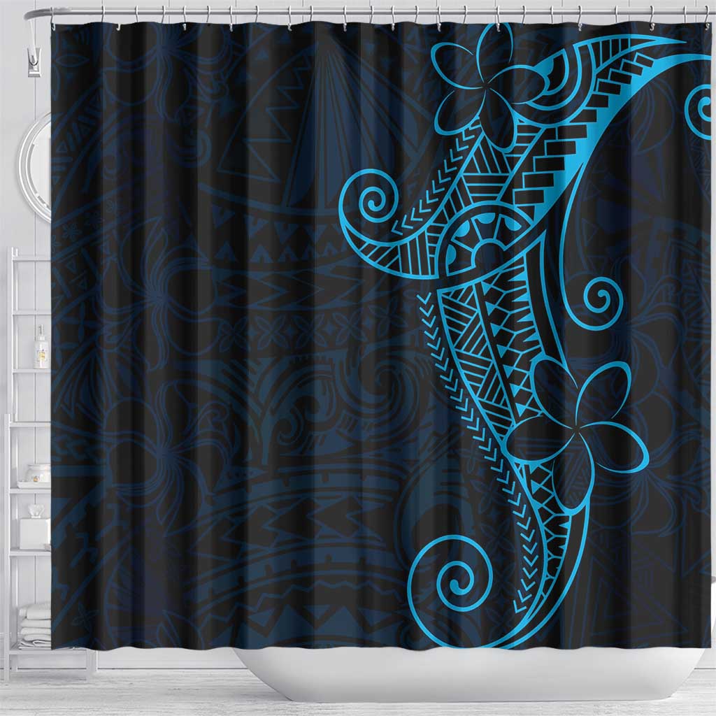 Black Blue Polynesian Tribal Shower Curtain - Polynesian Pride
