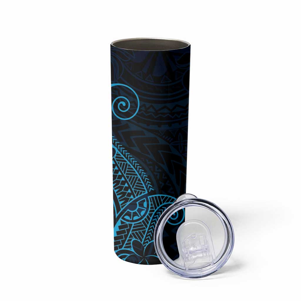 Black Blue Polynesian Tribal Skinny Tumbler - Polynesian Pride