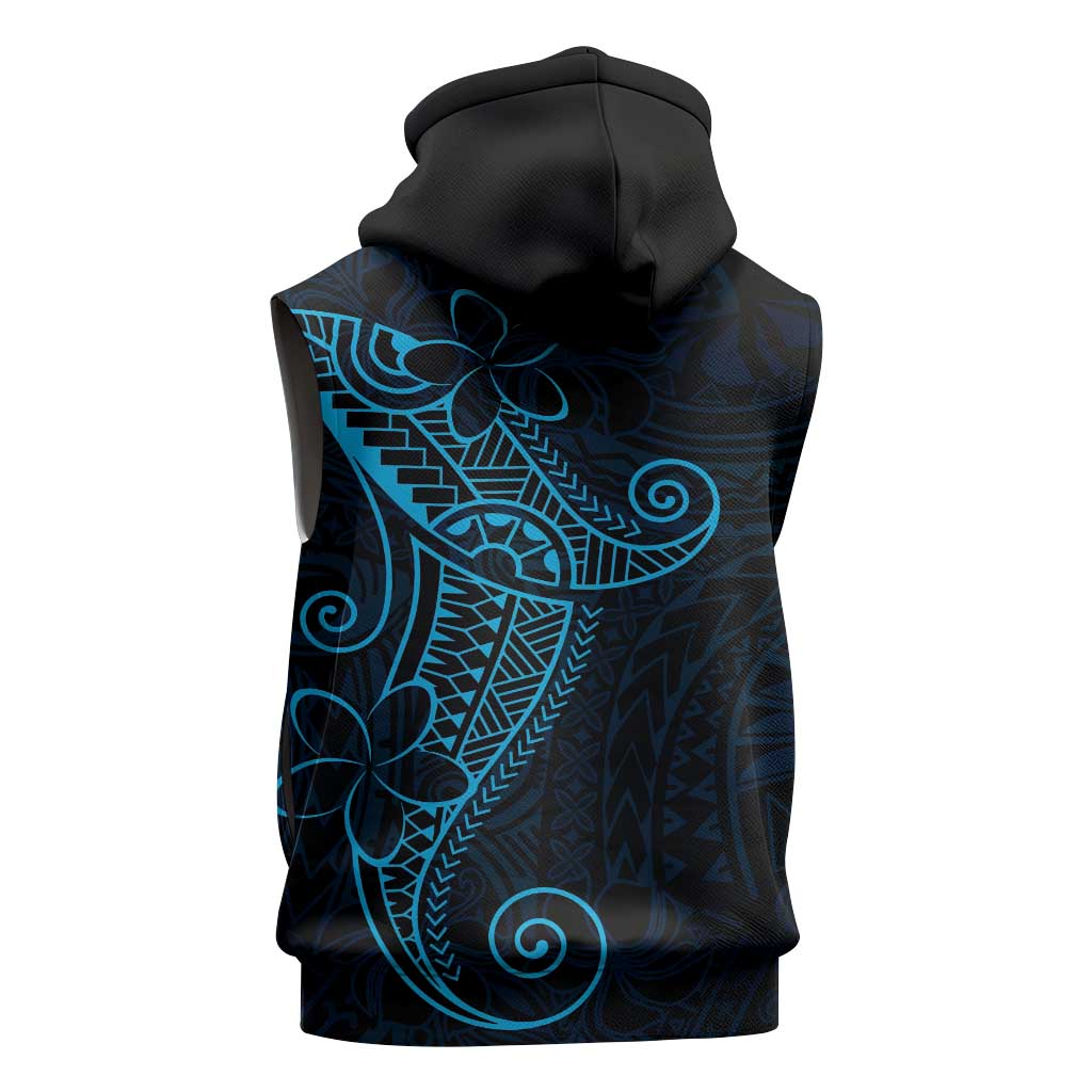 Black Blue Polynesian Tribal Sleeveless Hoodie - Polynesian Pride