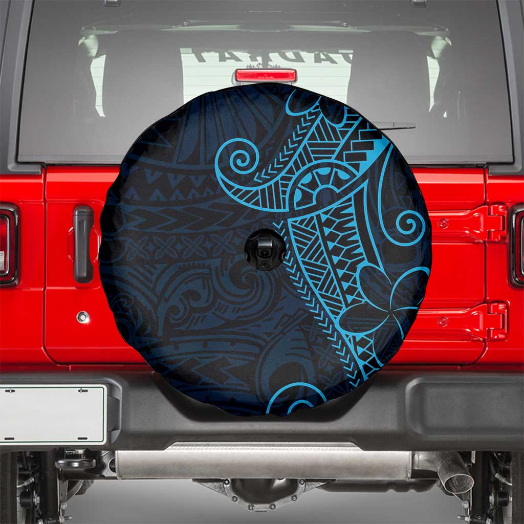 Black Blue Polynesian Tribal Spare Tire Cover - Polynesian Pride