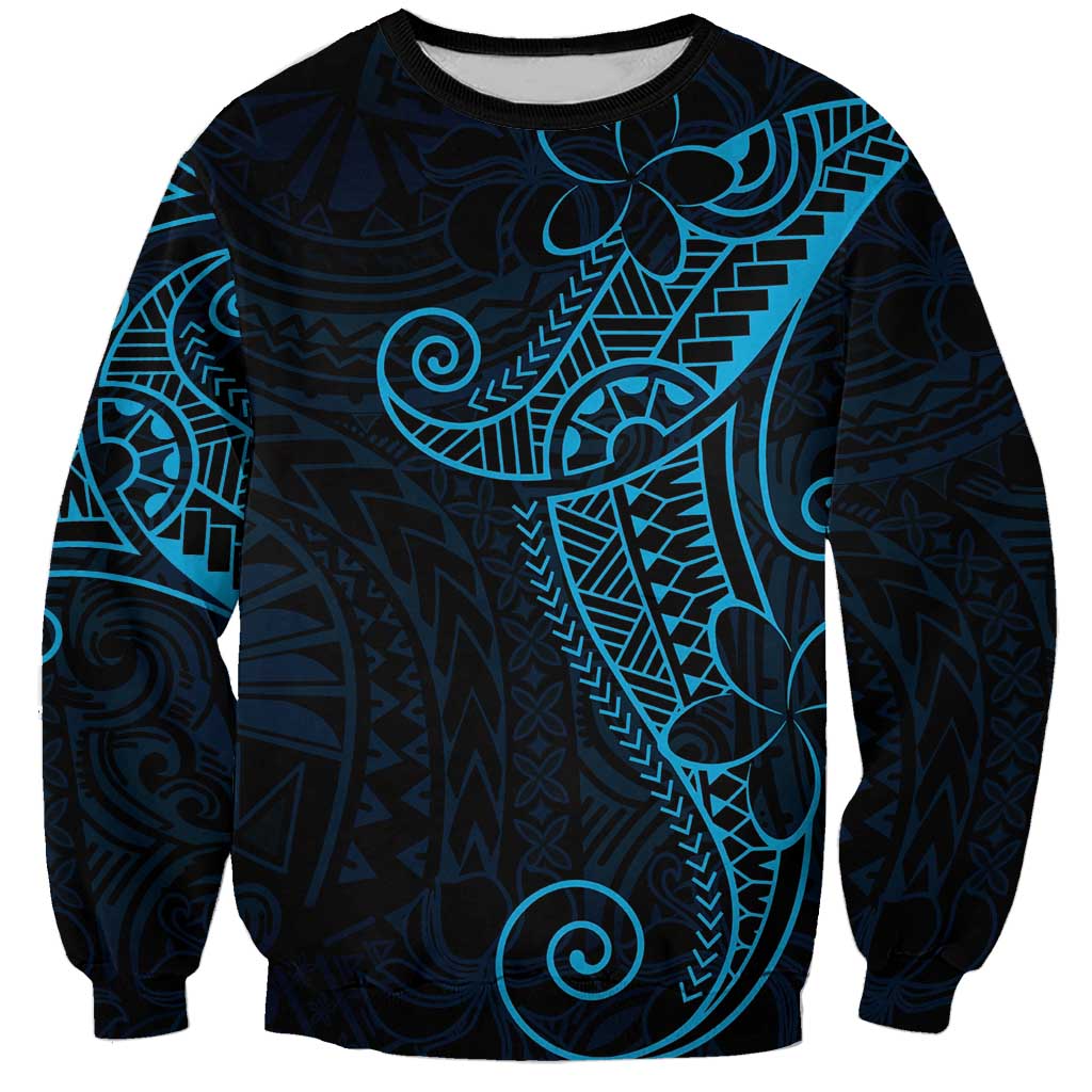 Black Blue Polynesian Tribal Sweatshirt - Polynesian Pride