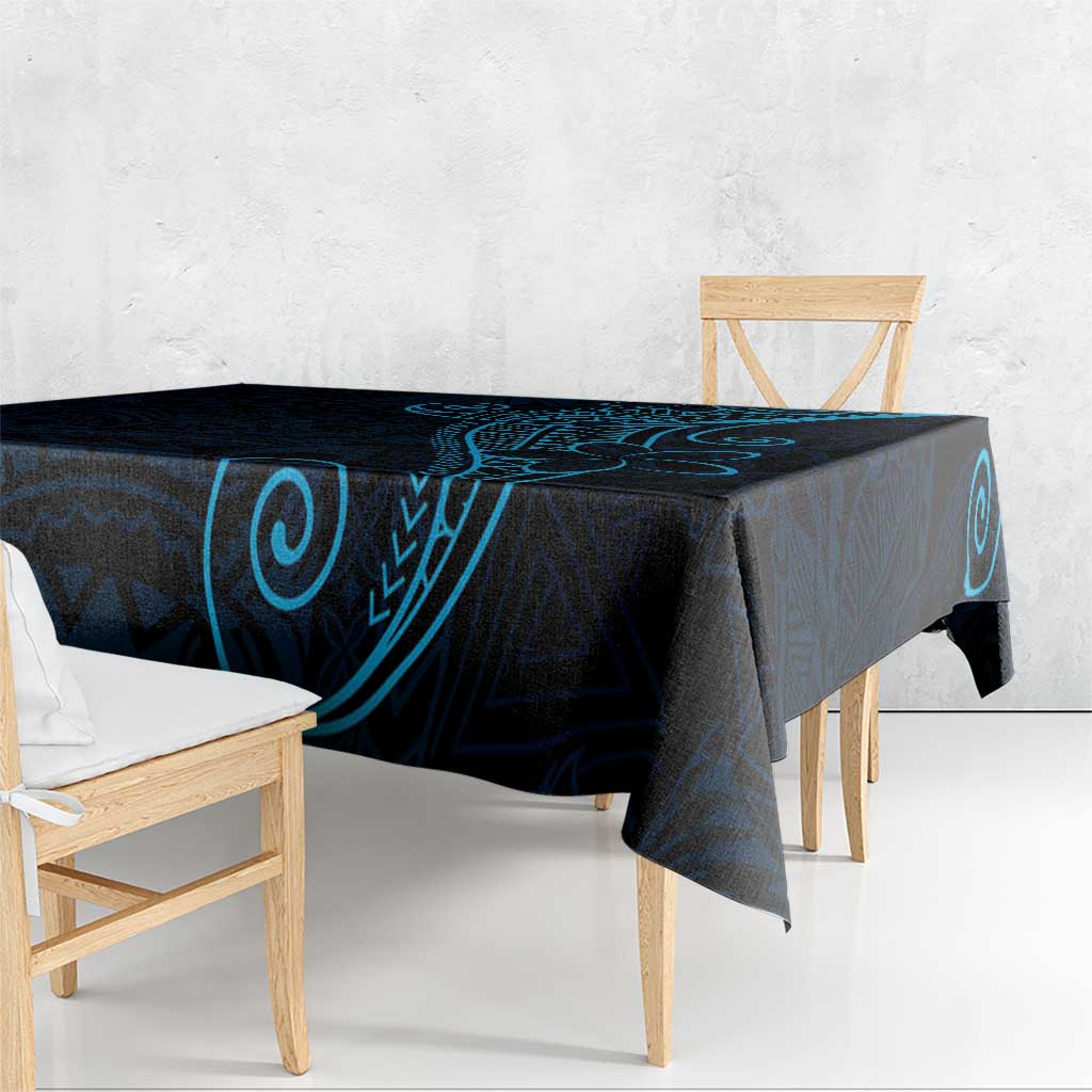 Black Blue Polynesian Tribal Tablecloth - Polynesian Pride