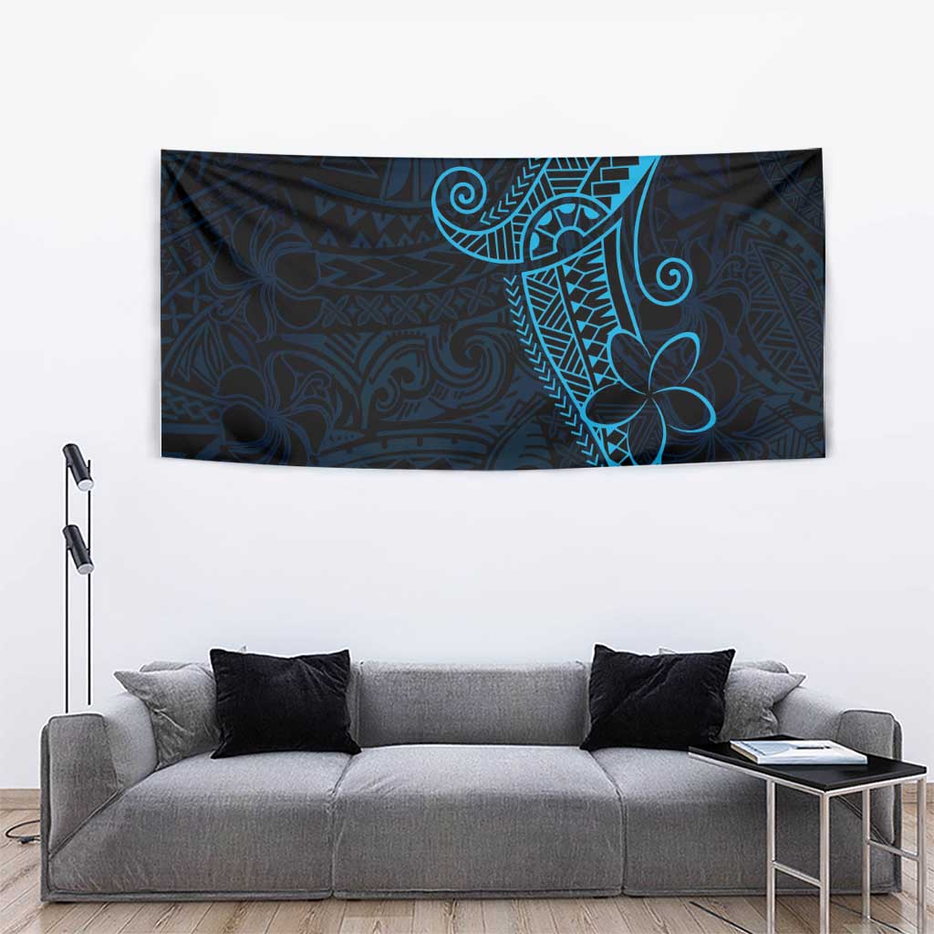 Black Blue Polynesian Tribal Tapestry - Polynesian Pride