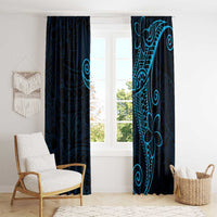 Black Blue Polynesian Tribal Window Curtain - Polynesian Pride