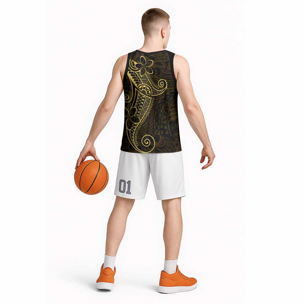 Black Gold Polynesian Tribal Basketball Jersey - Polynesian Pride