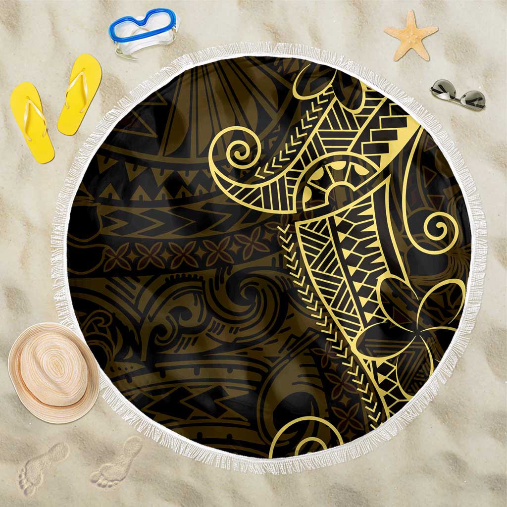 Black Gold Polynesian Tribal Beach Blanket - Polynesian Pride