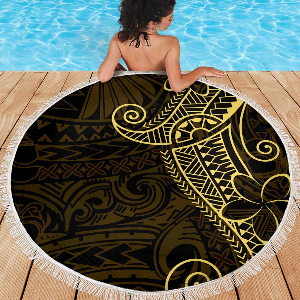 Black Gold Polynesian Tribal Beach Blanket - Polynesian Pride