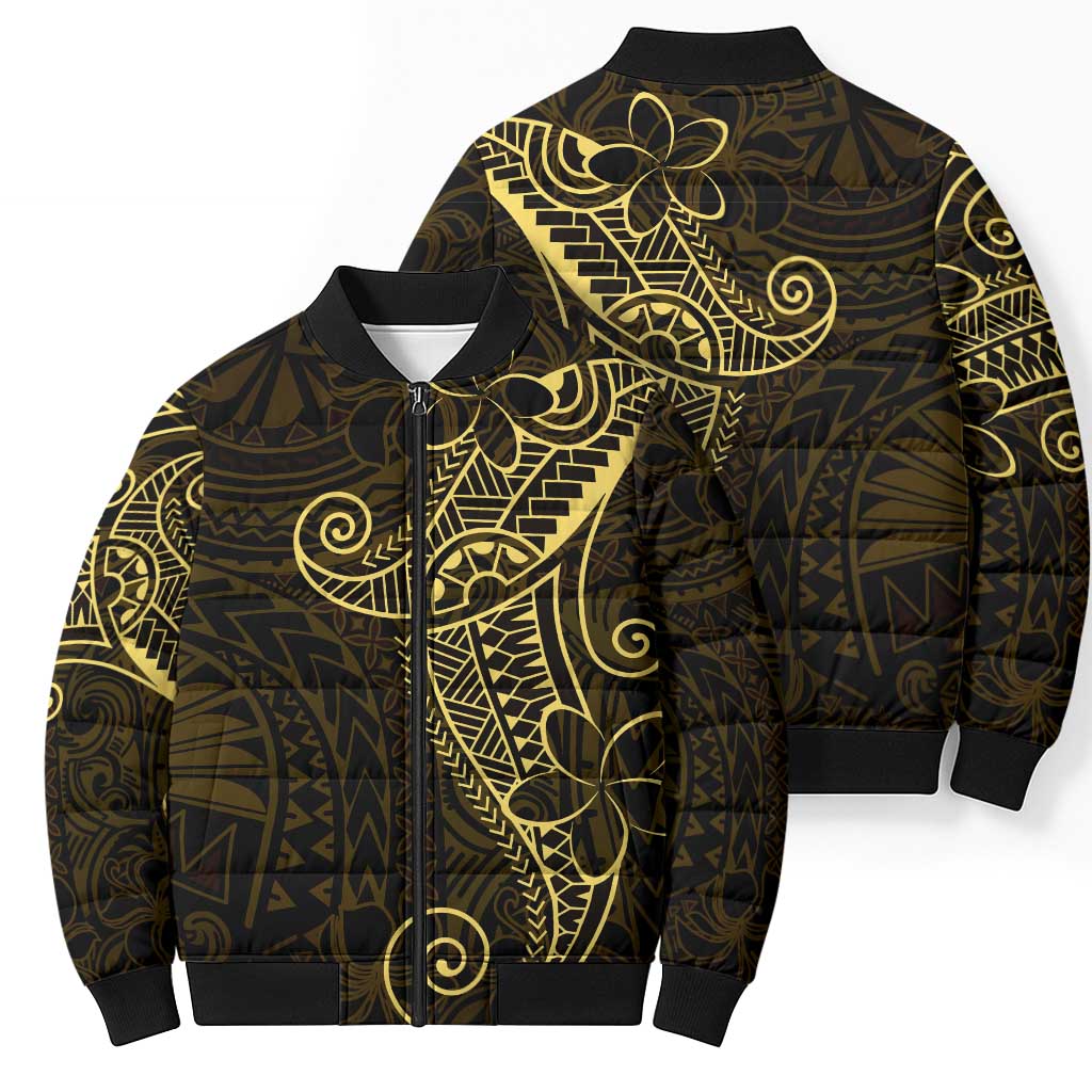 Black Gold Polynesian Tribal Bomber Puffer Jacket - Polynesian Pride