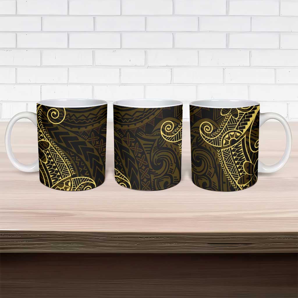 Black Gold Polynesian Tribal Ceramic Mug - Polynesian Pride