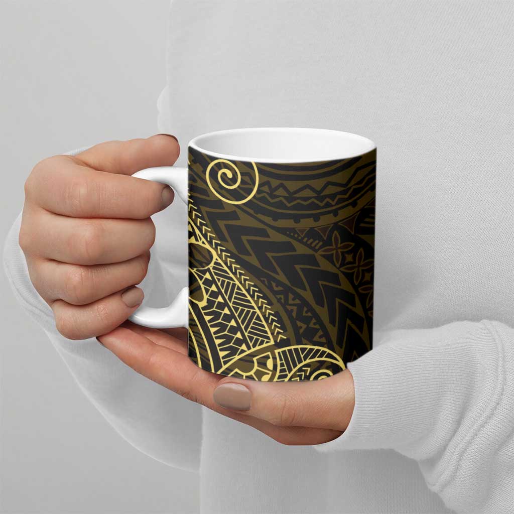 Black Gold Polynesian Tribal Ceramic Mug - Polynesian Pride