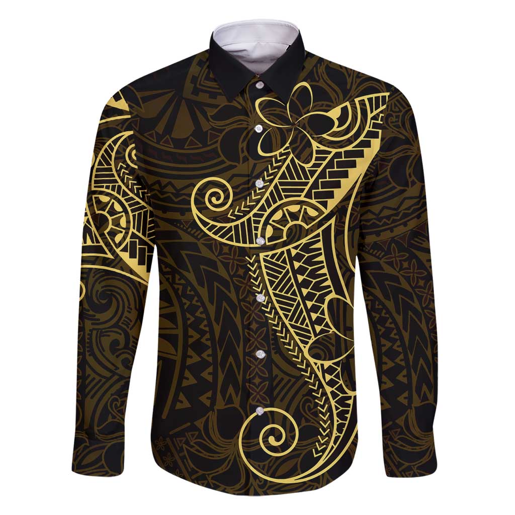 Black Gold Polynesian Tribal Family Matching Long Sleeve Bodycon Dress and Hawaiian Shirt - Polynesian Pride