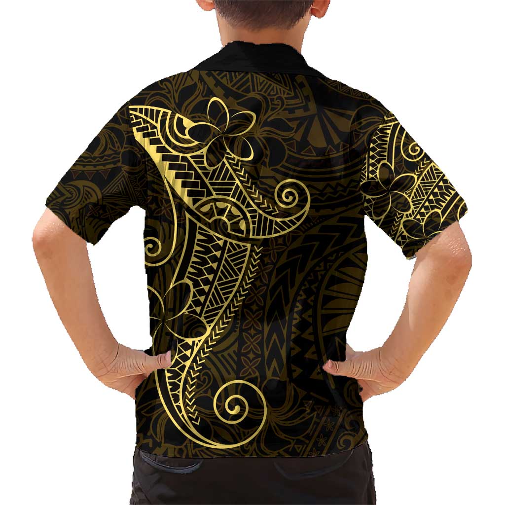 Black Gold Polynesian Tribal Family Matching Short Sleeve Bodycon Dress and Hawaiian Shirt - Polynesian Pride