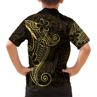 Black Gold Polynesian Tribal Family Matching Short Sleeve Bodycon Dress and Hawaiian Shirt - Polynesian Pride