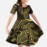 Black Gold Polynesian Tribal Family Matching Short Sleeve Bodycon Dress and Hawaiian Shirt - Polynesian Pride