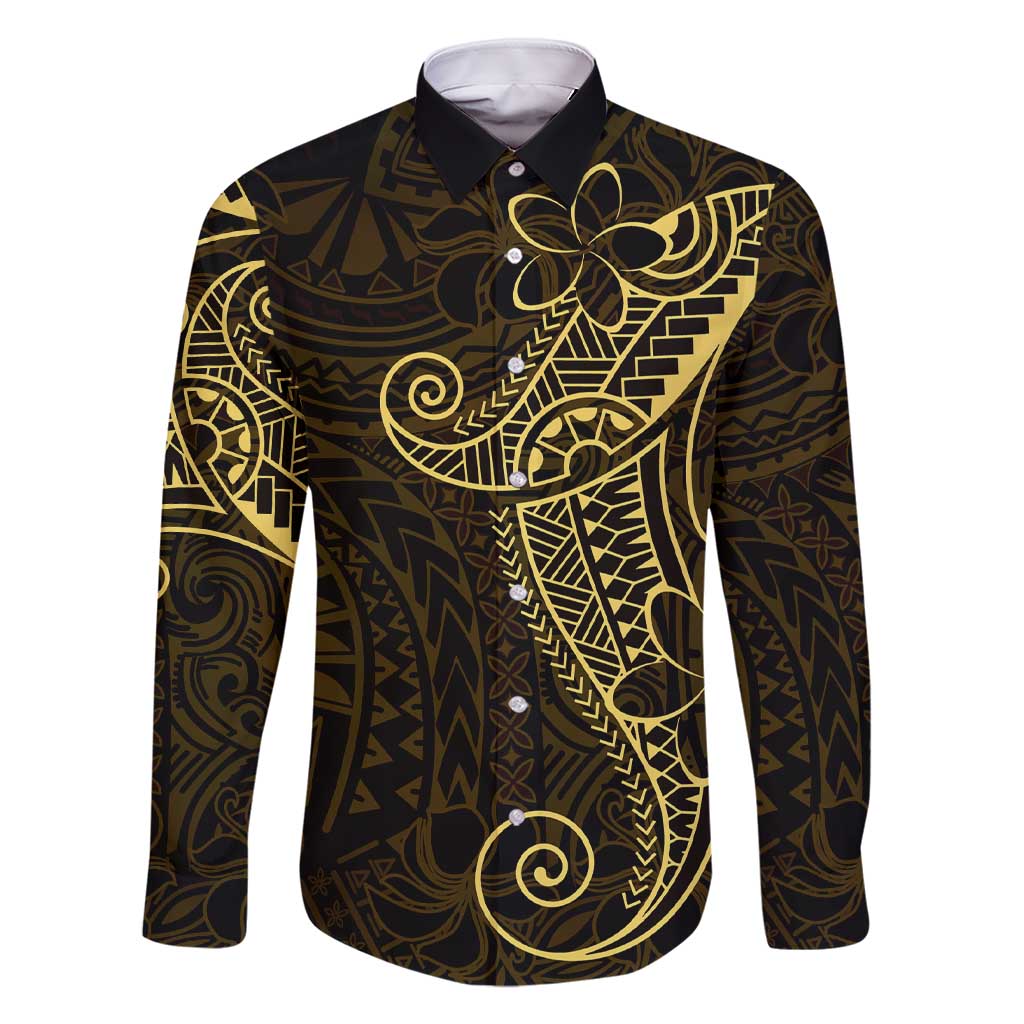 Black Gold Polynesian Tribal Family Matching Short Sleeve Bodycon Dress and Hawaiian Shirt - Polynesian Pride