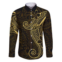 Black Gold Polynesian Tribal Family Matching Short Sleeve Bodycon Dress and Hawaiian Shirt - Polynesian Pride