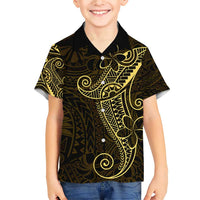 Black Gold Polynesian Tribal Family Matching Short Sleeve Bodycon Dress and Hawaiian Shirt - Polynesian Pride