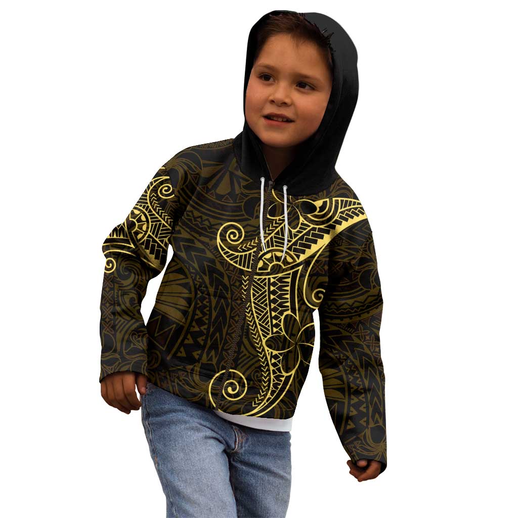 Black Gold Polynesian Tribal Kid Hoodie - Polynesian Pride