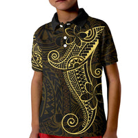 Black Gold Polynesian Tribal Kid Polo Shirt - Polynesian Pride