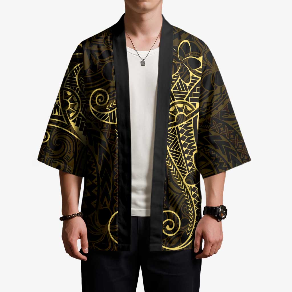 Black Gold Polynesian Tribal Kimono - Polynesian Pride
