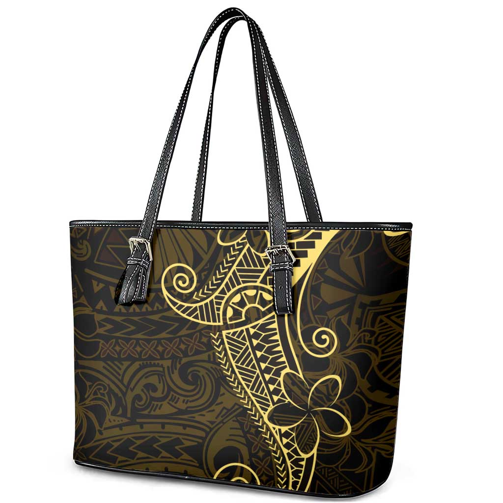 Black Gold Polynesian Tribal Leather Tote Bag - Polynesian Pride
