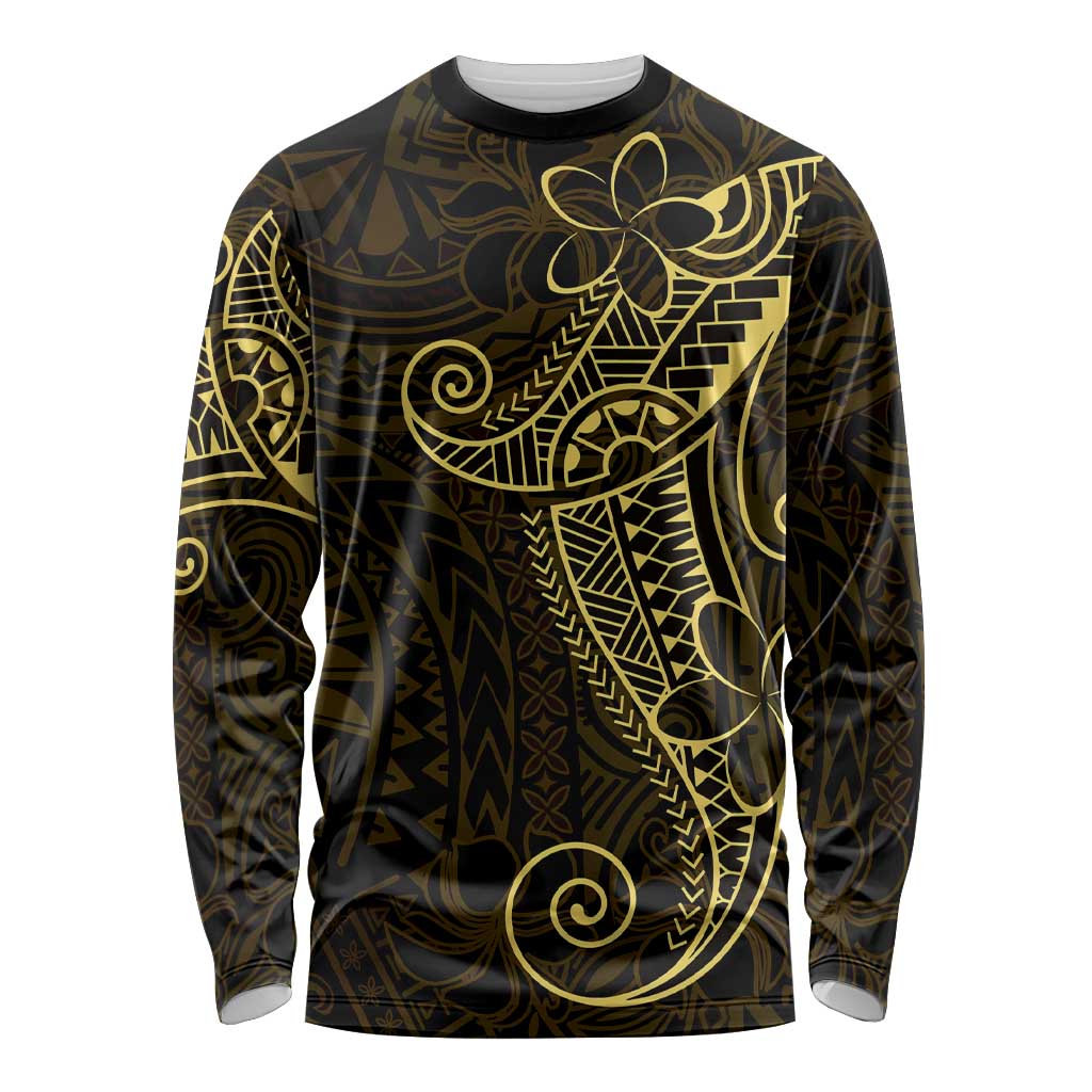 Black Gold Polynesian Tribal Long Sleeve Shirt - Polynesian Pride