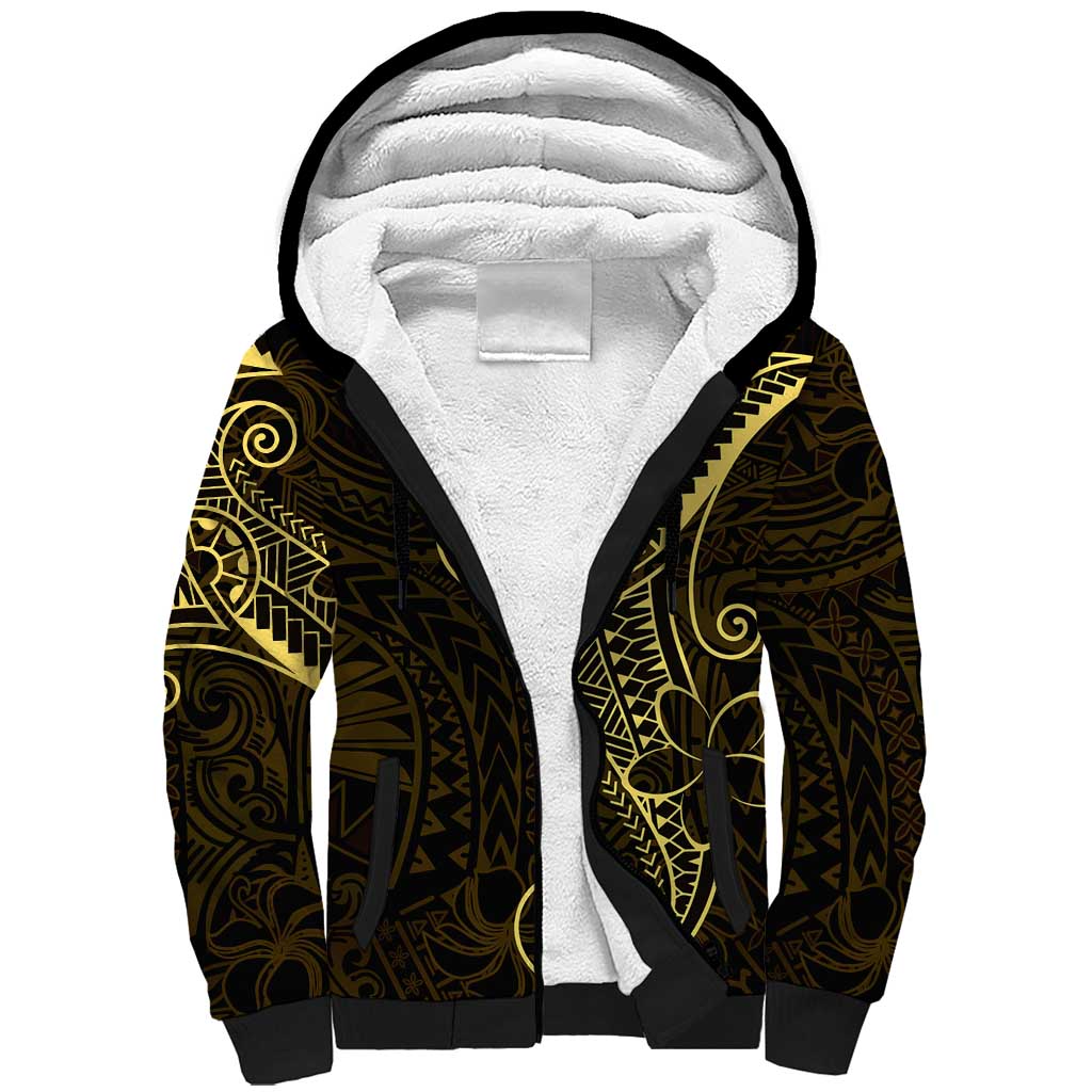 Black Gold Polynesian Tribal Sherpa Hoodie - Polynesian Pride