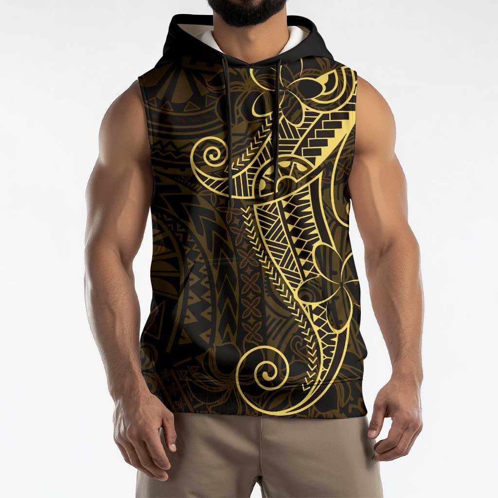 Black Gold Polynesian Tribal Sleeveless Hoodie - Polynesian Pride
