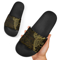 Black Gold Polynesian Tribal Slide Sandals - Polynesian Pride