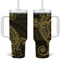 Black Gold Polynesian Tribal Tumbler With Handle - Polynesian Pride