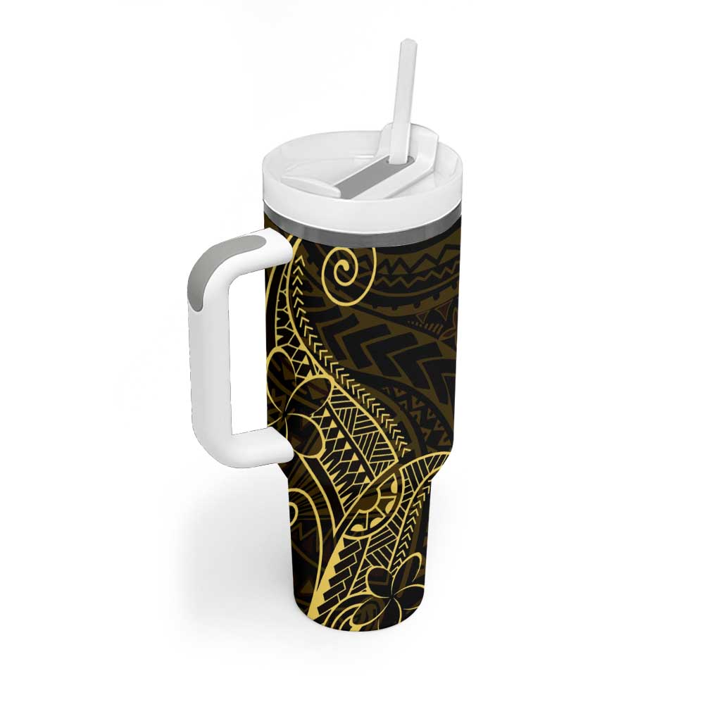 Black Gold Polynesian Tribal Tumbler With Handle - Polynesian Pride