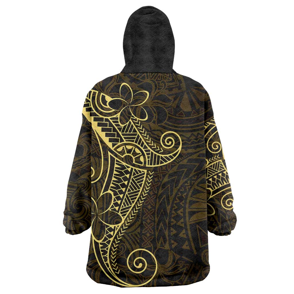 Black Gold Polynesian Tribal Wearable Blanket Hoodie - Polynesian Pride