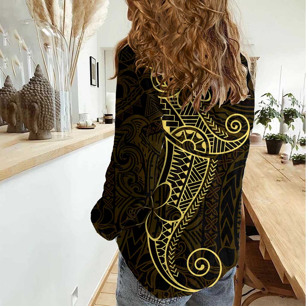 Black Gold Polynesian Tribal Women Casual Shirt - Polynesian Pride