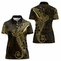 Black Gold Polynesian Tribal Women Polo Shirt - Polynesian Pride
