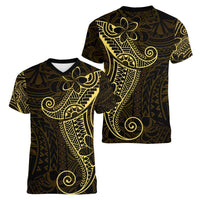Black Gold Polynesian Tribal Women V-Neck T-Shirt - Polynesian Pride