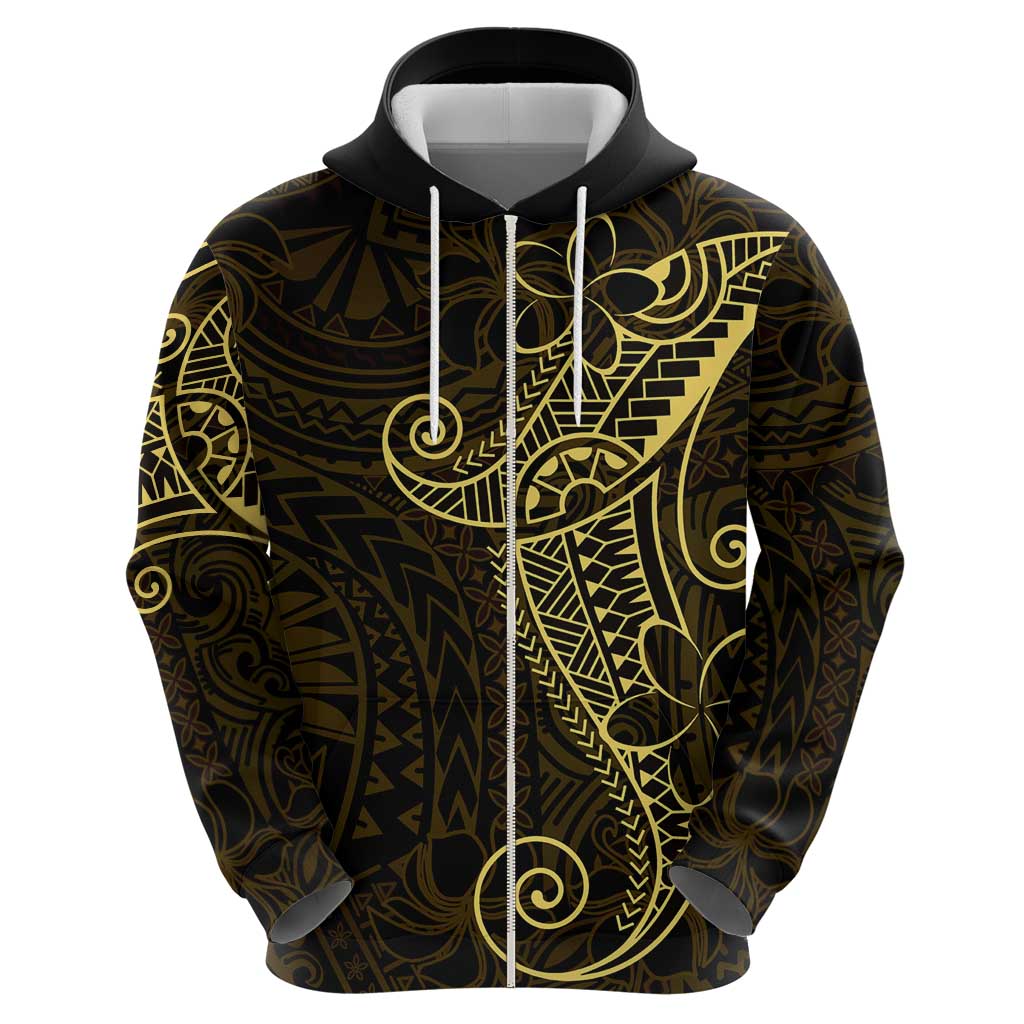 Black Gold Polynesian Tribal Zip Hoodie - Polynesian Pride