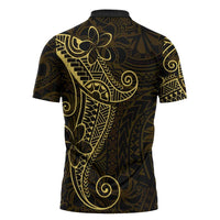 Black Gold Polynesian Tribal Zipper Polo Shirt - Polynesian Pride