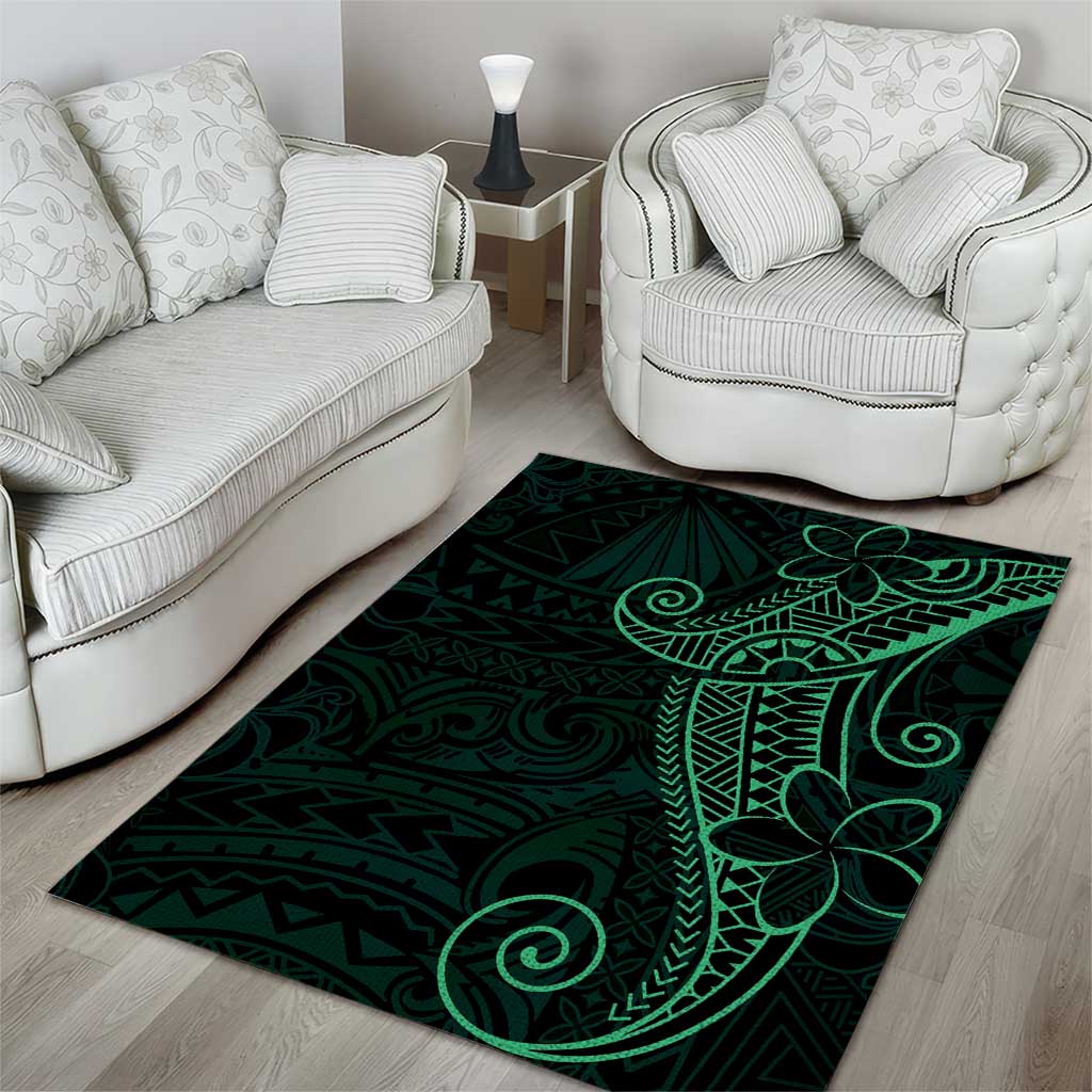 Black Green Polynesian Tribal Area Rug - Polynesian Pride