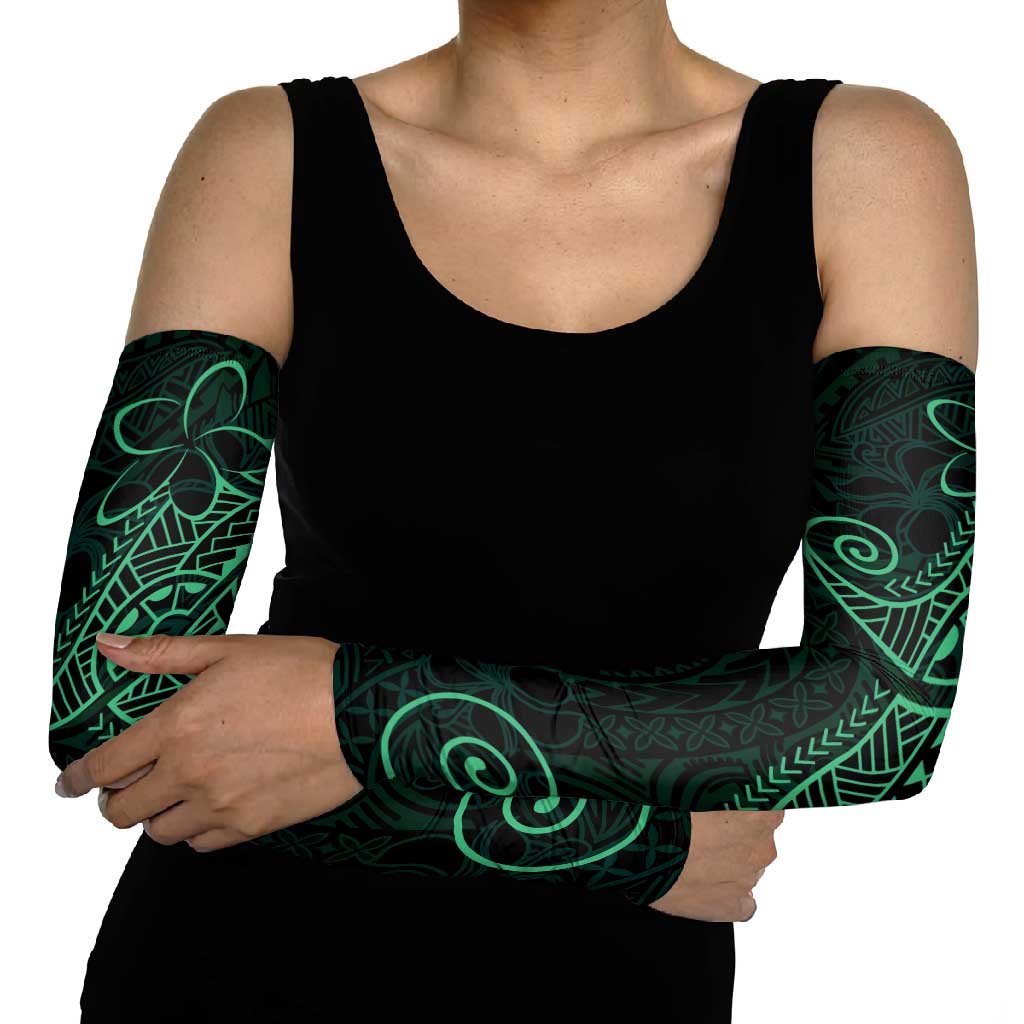 Black Green Polynesian Tribal Arm Sleeves - Polynesian Pride